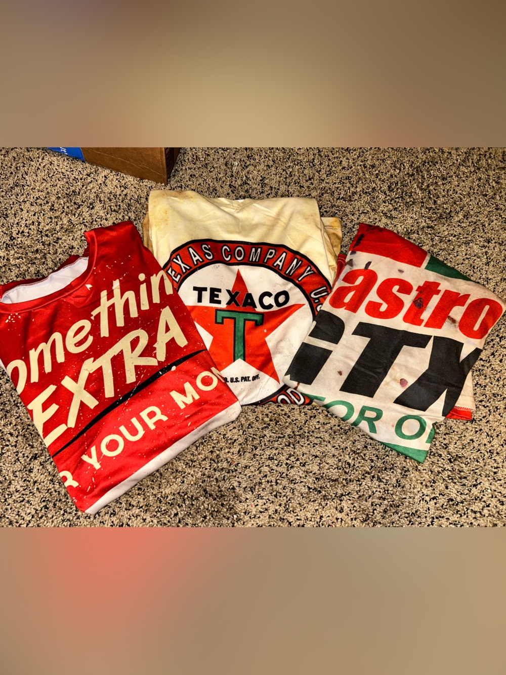 3 Vintage-style Castrol GTX Texaco motor oil graphic tee XXL